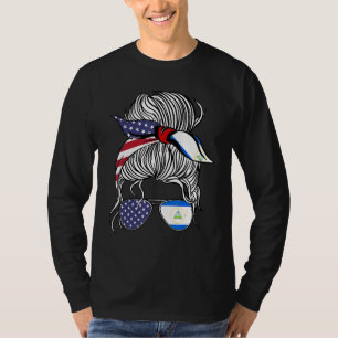 Amerikaanse Nicaraguaanse Patriottische Vlag Vrouw T-shirt