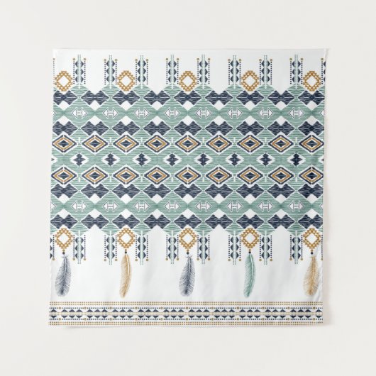 Amerikaanse Noord-Indiase geometrie naadloze rand. Wandkleed (Voorkant)