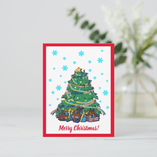 Amerikaanse Oekraïense kerstboom Briefkaart (Staand voorkant)