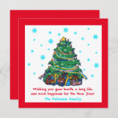 Amerikaanse Oekraïense kerstboom Feestdagenkaart (Voorkant / Achterkant)
