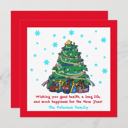 Amerikaanse Oekraïense kerstboom Feestdagenkaart (Voorkant / Achterkant)
