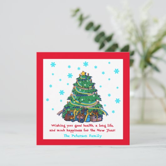 Amerikaanse Oekraïense kerstboom Feestdagenkaart (Staand voorkant)