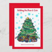 Amerikaanse Oekraïense kerstboom Feestdagenkaart (Voorkant / Achterkant)