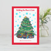 Amerikaanse Oekraïense kerstboom Feestdagenkaart (Staand voorkant)