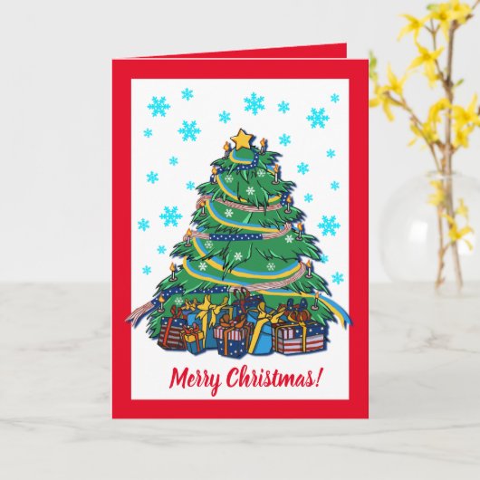 Amerikaanse Oekraïense kerstboom Kaart (Gele Bloem)