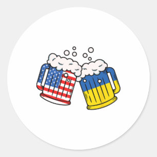 Amerikaanse Oekraïense Vlag Bier Mok Oekraïense Er Ronde Sticker