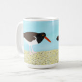 Amerikaanse oestercatchers op de strand koffiemok (Voorkant links)