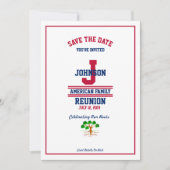 Amerikaanse of staatsgezinshereniging Red White Bl Save The Date (Voorkant)