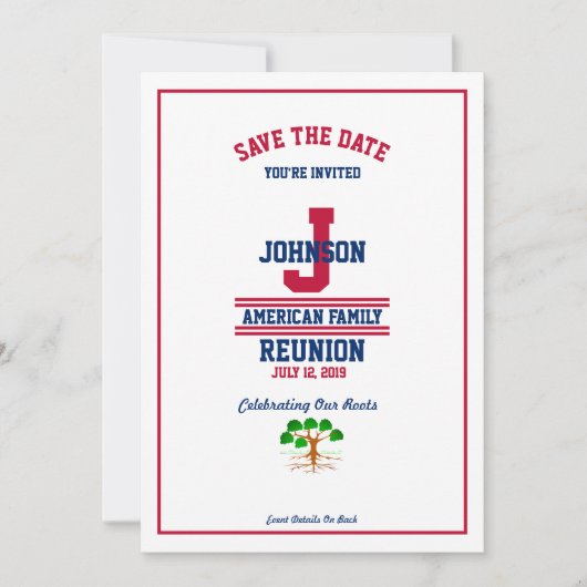 Amerikaanse of staatsgezinshereniging Red White Bl Save The Date (Voorkant)