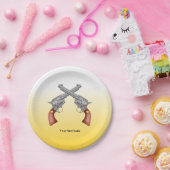 Amerikaanse Old West Revolvers gekruist  Papieren Bordje (Feest)