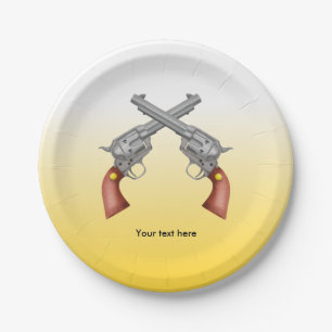 Amerikaanse Old West Revolvers gekruist Papieren Bordje