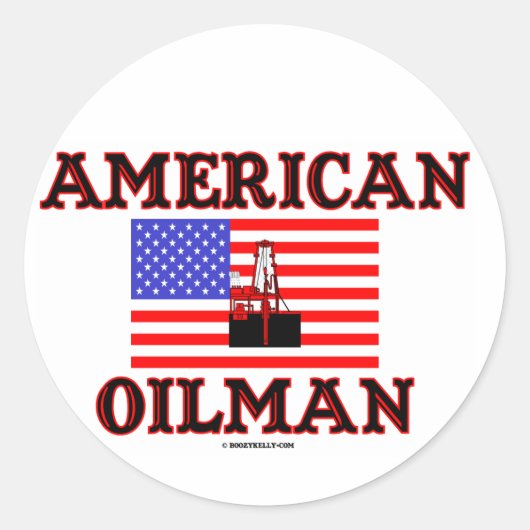 Amerikaanse olieman, olieveld Sticker, olieplatfor Ronde Sticker (Voorkant)