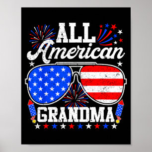 Amerikaanse oma 4 juli zonnebril familie poster