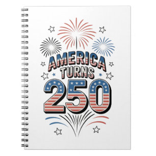 Amerikaanse ommekeer 250e 4 juli vuurwerk notitieboek