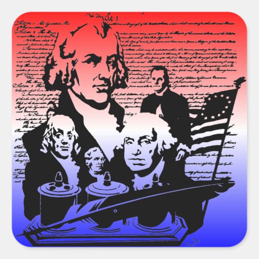 Amerikaanse Onafhankelijkheidsdag, 4 juli Vierkante Sticker (Voorkant)
