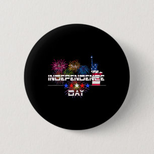 Amerikaanse Onafhankelijkheidsdag 4 juli Vuurwerks Ronde Button 5,7 Cm