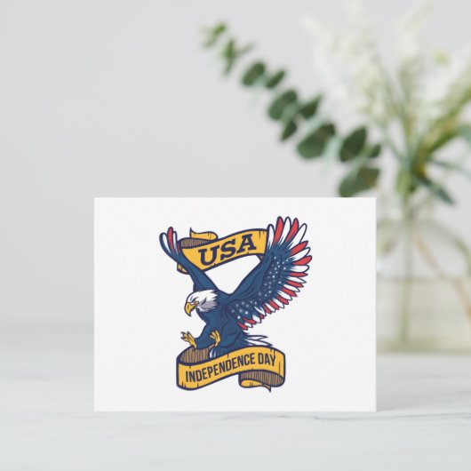 Amerikaanse Onafhankelijkheidsdag Eagle Briefkaart (Staand voorkant)