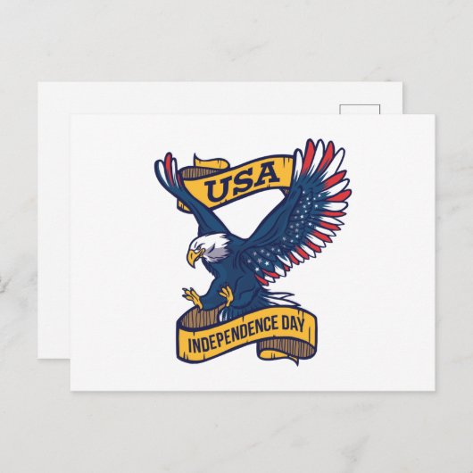 Amerikaanse Onafhankelijkheidsdag Eagle Briefkaart (Voorkant / Achterkant)