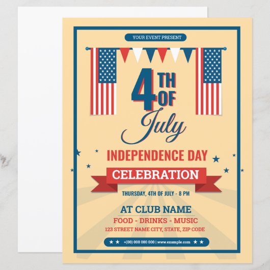 Amerikaanse Onafhankelijkheidsdag Flyer Sjabloon (Voorkant / Achterkant)