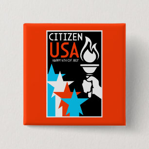 Amerikaanse Onafhankelijkheidsdag Vierkante Button 5,1 Cm
