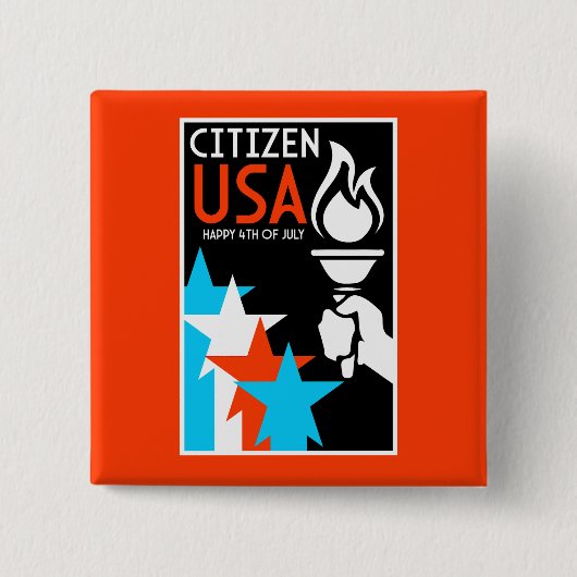 Amerikaanse Onafhankelijkheidsdag Vierkante Button 5,1 Cm (Voorkant)