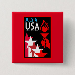 Amerikaanse Onafhankelijkheidsdag Vierkante Button 5,1 Cm