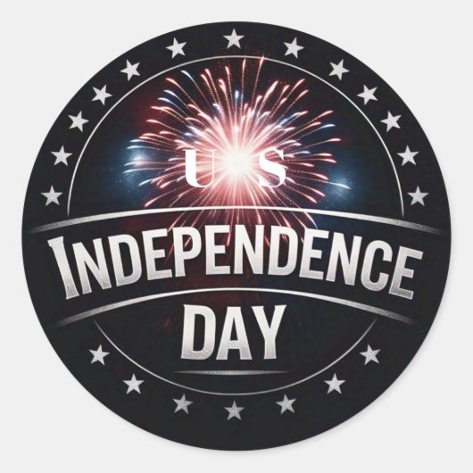 Amerikaanse Onafhankelijkheidsdag: vuurwerk en ste Ronde Sticker (Voorkant)