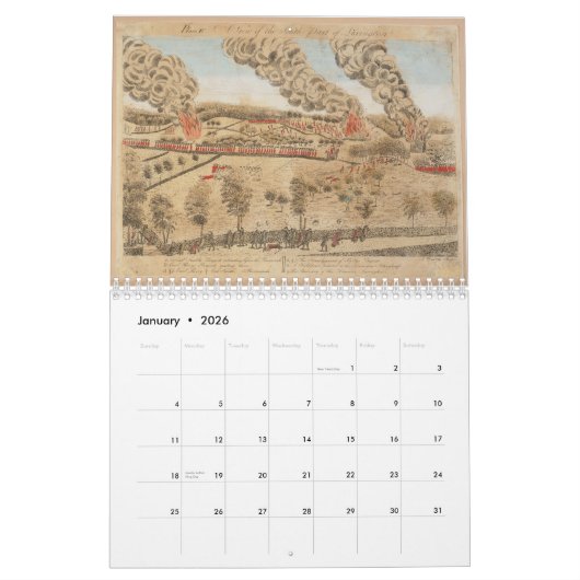 Amerikaanse Onafhankelijkheidsoorlog Kalender (Jan 2026)