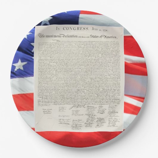Amerikaanse Onafhankelijkheidsverklaring  Papieren Bordje (Voorkant)
