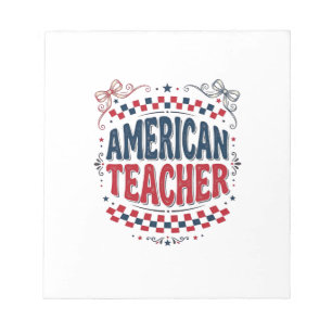 Amerikaanse Onderwijzer Patriottisch Vintage T-Shi Notitieblok