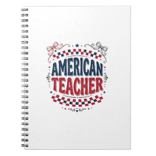 Amerikaanse Onderwijzer Patriottisch Vintage T-Shi Notitieboek