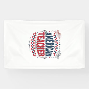 Amerikaanse Onderwijzer Patriottisch Vintage T-Shi Spandoek