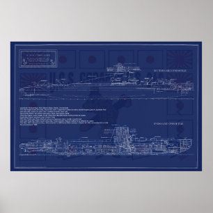 Amerikaanse Onderzeeboot Croaker Blauwdruk Poster