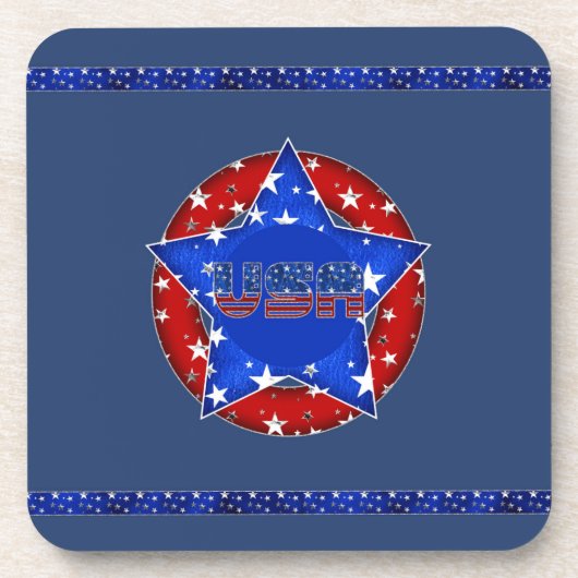 Amerikaanse Onderzetter Red, White, Blue, Stars (Voorkant)