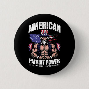 Amerikaanse Oom Sam Bodybuilding - Voor Patriottis Ronde Button 5,7 Cm