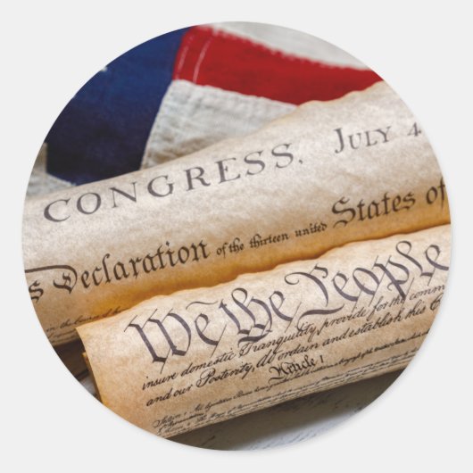 Amerikaanse oprichtingsdocumenten ronde sticker (Voorkant)