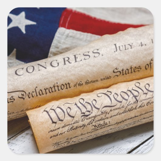 Amerikaanse oprichtingsdocumenten vierkante sticker (Voorkant)