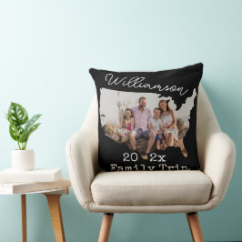 Amerikaanse Outline Vacation Black Souvenir Family Kussen