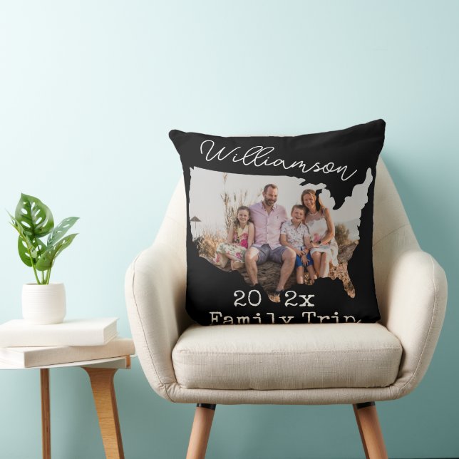 Amerikaanse Outline Vacation Black Souvenir Family Kussen (Stoel)