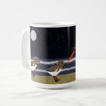 Amerikaanse Oystercatcher met kuikens 's nachts