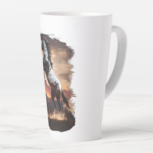 Amerikaanse paardenfokkerij met verf op de Sundown Latte Mok (Rechterhoek)