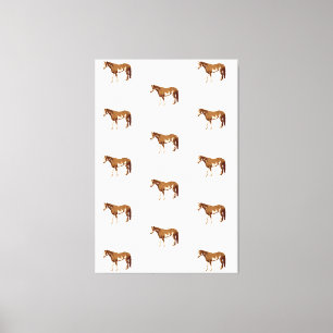 Amerikaanse Paint Horse Equestre Aquarel Canvas Afdruk