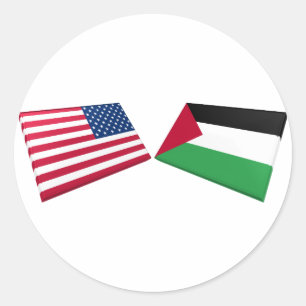 Amerikaanse & Palestijnse vlaggen Ronde Sticker