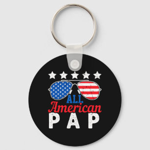 Amerikaanse Pap Retro 4 juli Patriottische Grootva Sleutelhanger