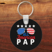 Amerikaanse Pap Retro 4 juli Patriottische Grootva Sleutelhanger (Voorkant)