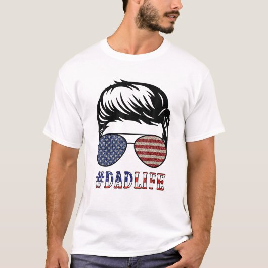 Amerikaanse papa leven 4th juli Mannen vaders dag  T-shirt (Voorkant)