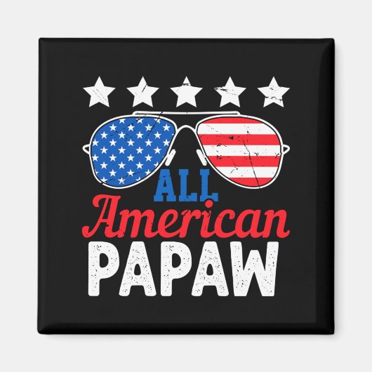 Amerikaanse Papaw Retro 4 juli Patriottisch Magneet (Voorkant)