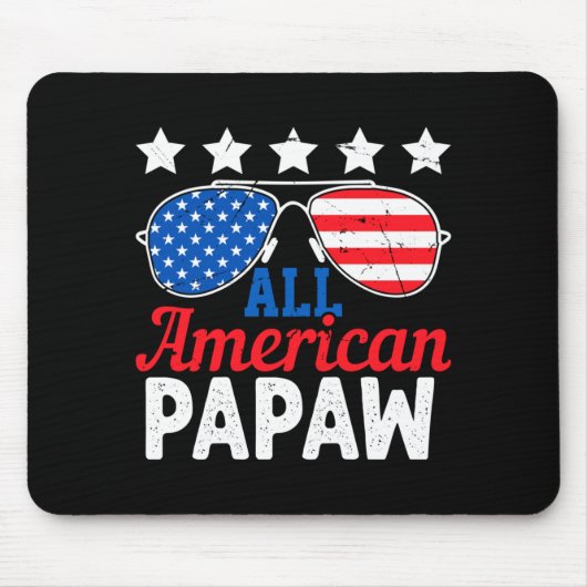 Amerikaanse Papaw Retro 4 juli Patriottisch Muismat (Voorkant)