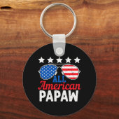 Amerikaanse Papaw Retro 4 juli Patriottisch Sleutelhanger (Voorkant)