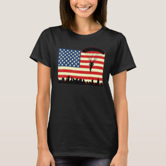 Amerikaanse parachutist springt met parachute uit  t-shirt